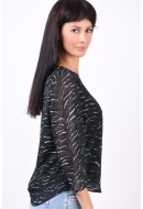 Women Blouse Object Objdara 3/4 Black/White/Ponderosa Pine